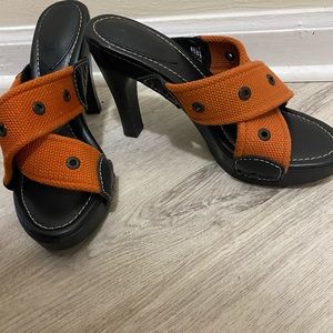 Harley Davidson Orange cross strap sandals
